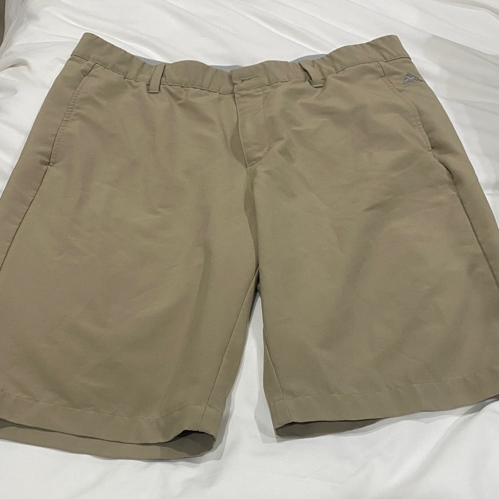 Adidas Men's Tan Performance Flat-Front Shorts